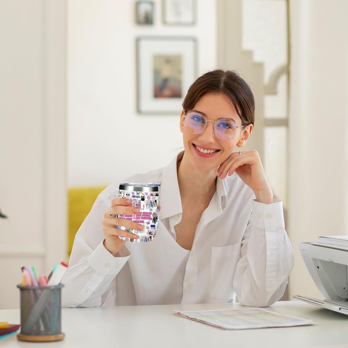 Funny K Pop Character Korean Group Army Wine Tumbler, 12oz Tumbler with Lid, Insulated Wine Glass Stainless Steel Travel Coffee Mug,Singer Inspired Song Idea Gift for Womn Girls Boys Fans Christmas - Image 5