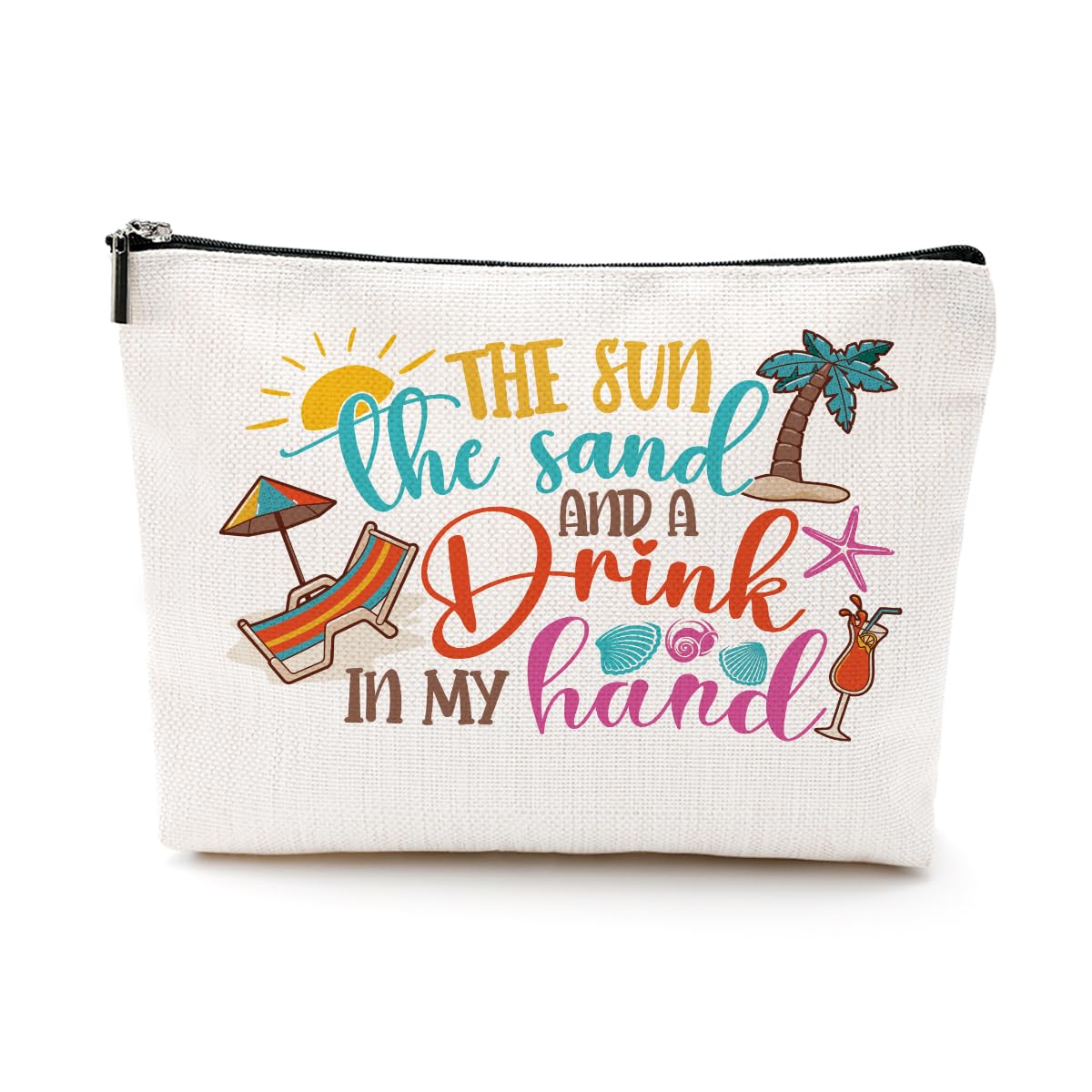 Funny Beach Gifts for Women Cosmetic Bag Vacation Beach Themed Gifts for Sister Bestie Her Lover Makeup Bag Girls Trip Gifts Travel Stuff Necessities