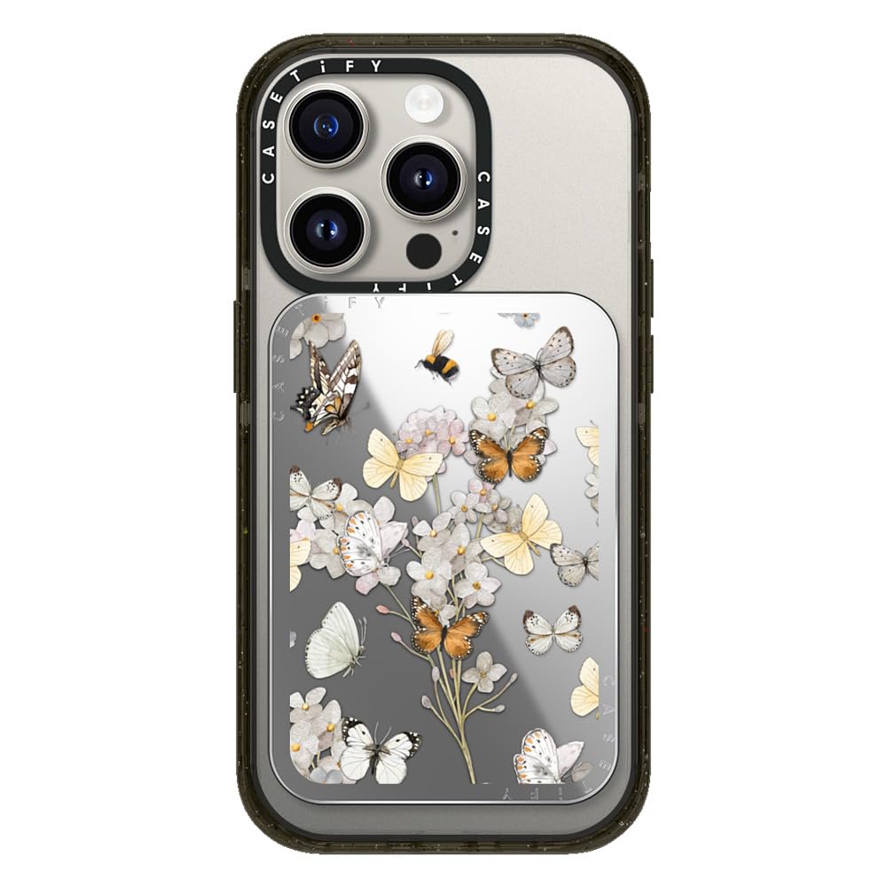 CASETiFY Snappy Porte-cartes compatible avec Magsafe – Butterfly Sunday – Miroir argenté