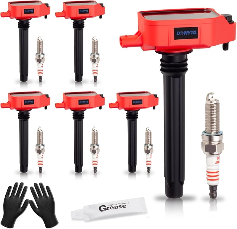 Kit com 6 bobinas de ignição UF807 DOWYTA com velas de ignição 93560 para motores V6 3.6L