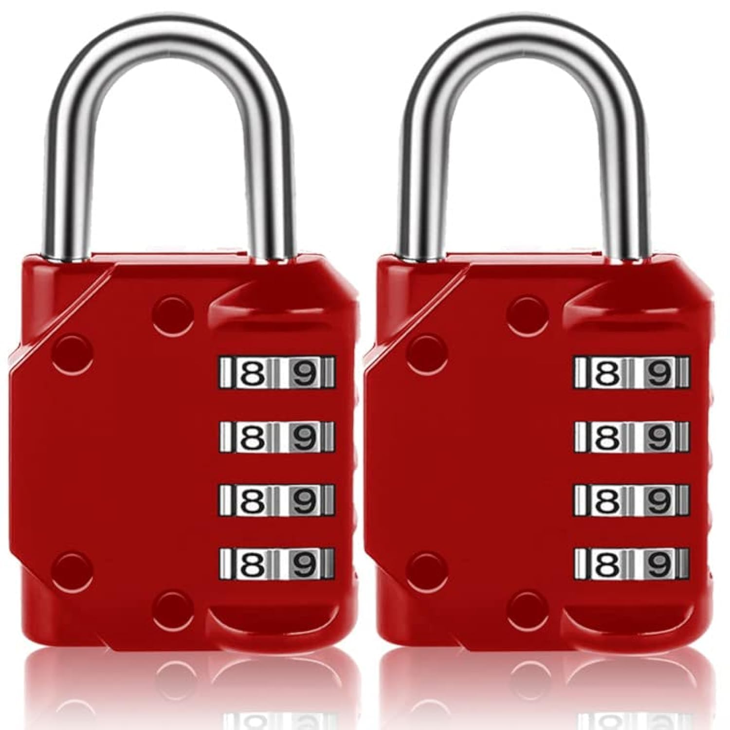 Vervida 2 Pack Combination Lock, Resettable 4 Digit Combo Heavy Duty Padlock, Outdoor for Gym Locker, School Locker and Sports Locker, Fence, Toolbox, Hasp Storage (Red)
