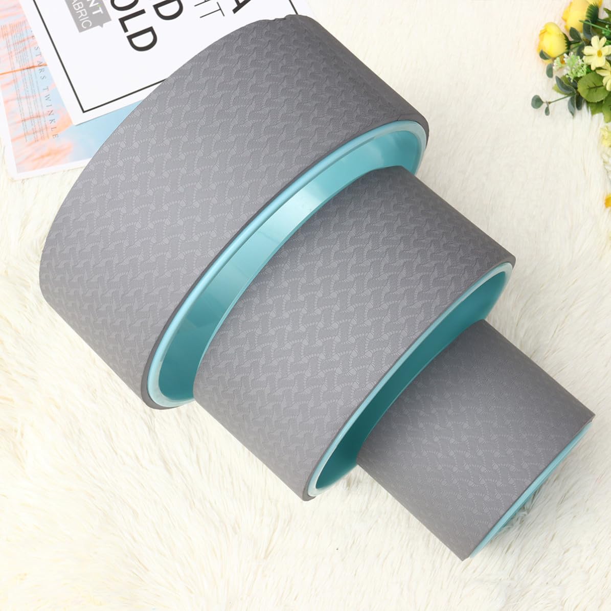 Ciieeo Ruota per Yoga in Abs Blu da 10mm Leggera e Facile da Conservare, Attrezzo Pilates per Allenamento Yoga e Esercizi a Terra Capacità di Carico 300kg