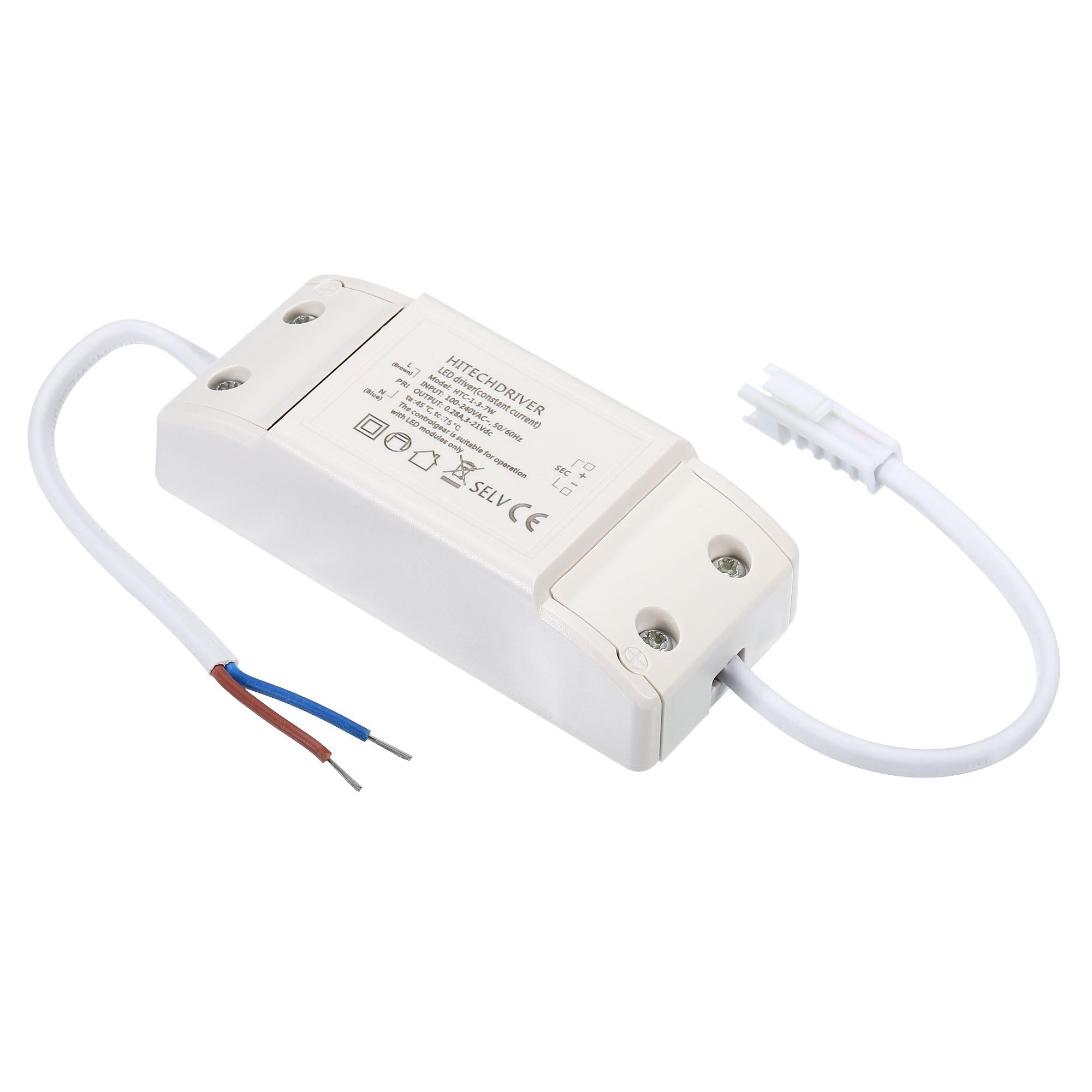PATIKIL 1-3-7W 280mA LED Driver, 2Pcs AC 100-240V Output 3-21V DC Male Connector Constant Current Rectifier Transformer External Power Supply Ceiling Lamp