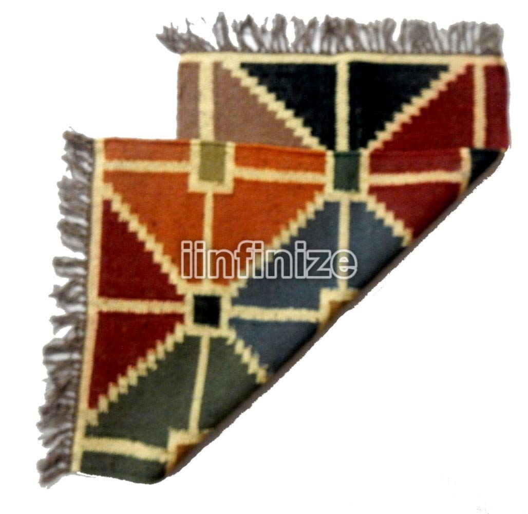 iinfinize2' x 3' Ft Decorative Handloom Jute Rug Kilim Runner Large Vintage Carpet, Decorative Throw, Floor Mat Area Rug Dhurrie Traditional Design