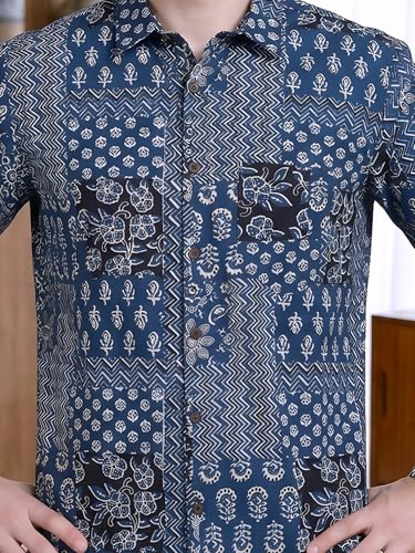 Image of Yash Gallery Men's Cotton Warli Print Shirt Collar Regular Shirt