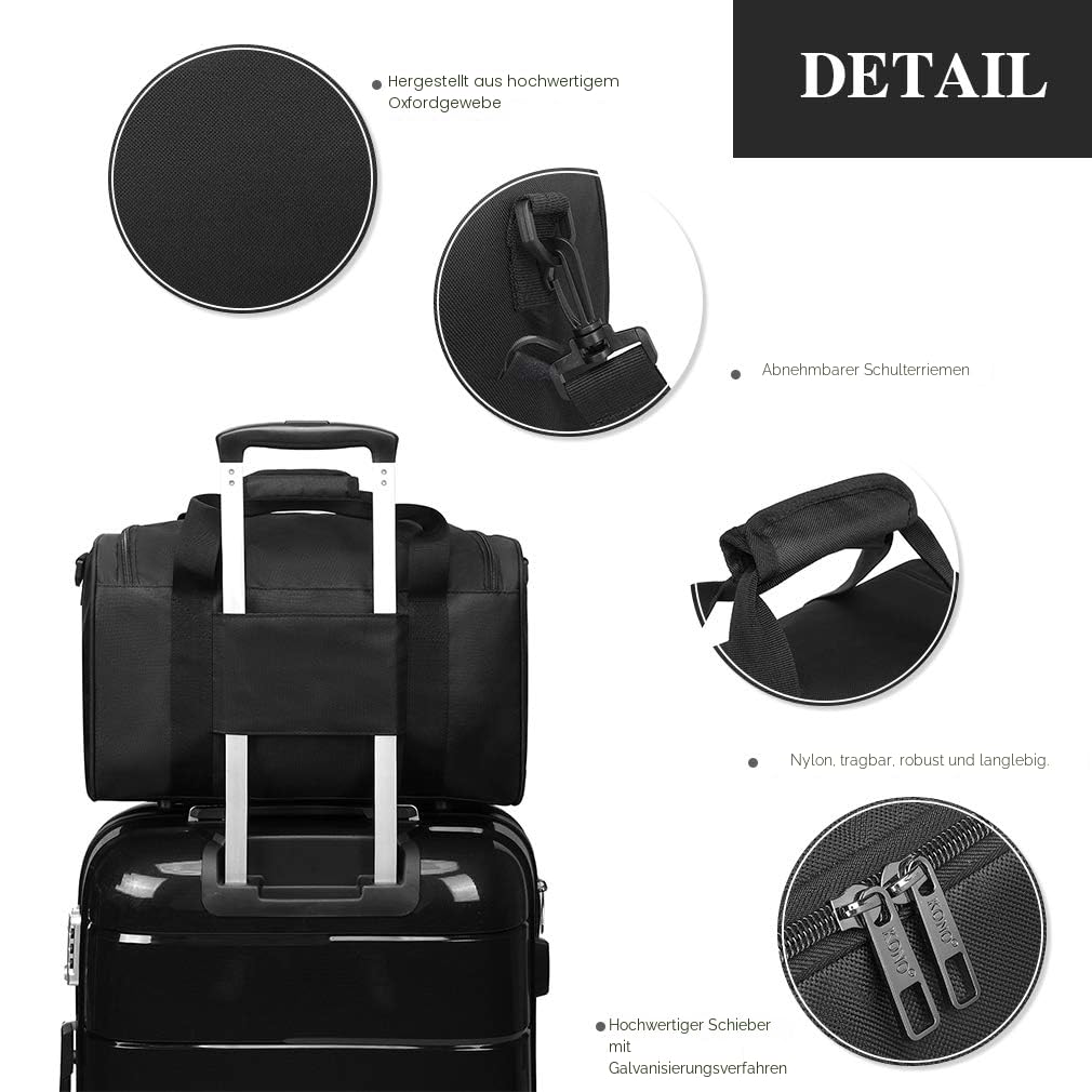 KONO Ryanair Handgepäck 40x20x25 Handgepäck Tasche Reisetasche Flugzeug Weekender Klein Gepäck für Damen und Herren mit Schultergurt (Schwarz) - Image 4