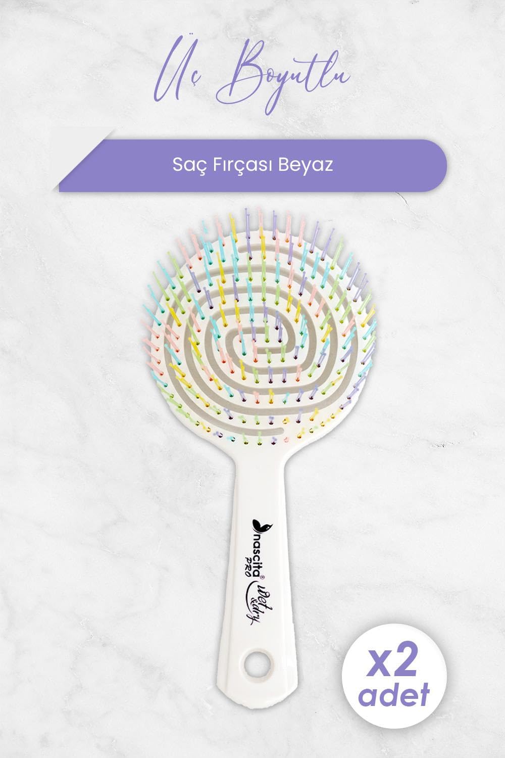 Nascita Professional Üç Boyutlu Saç Fırçası Beyaz x 2 Adet