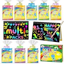 ZMLM 24 Pack Rainbow Scratch Art Party Favors for Kids 4-8 - Mess-Free Birthday Goodie Bags Stuffers, Classroom Prizes Grades 13, Creative Paper Notebooks for Pre-K Kindergarten Gifts Crafts