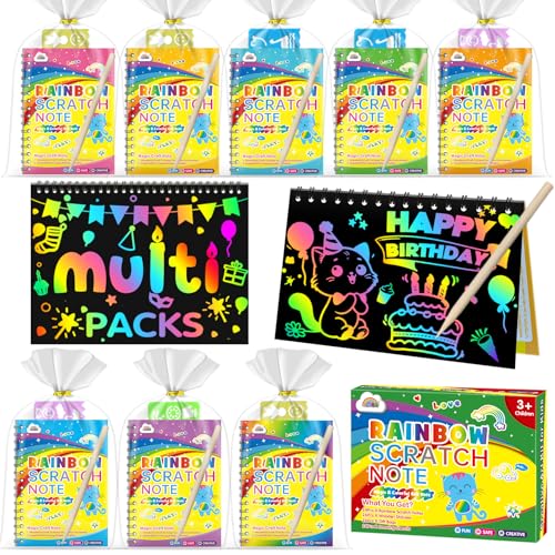 Image of ZMLM 24 Pack Rainbow Art Scratch Notebooks for Kids Birthday Party Favors | Party Favors for Kids 4-8, Mess-free & Easy Cleanup, Classroom Prizes Grades 1-3,Goodie Bags Stuffers Candy-free Alternatives