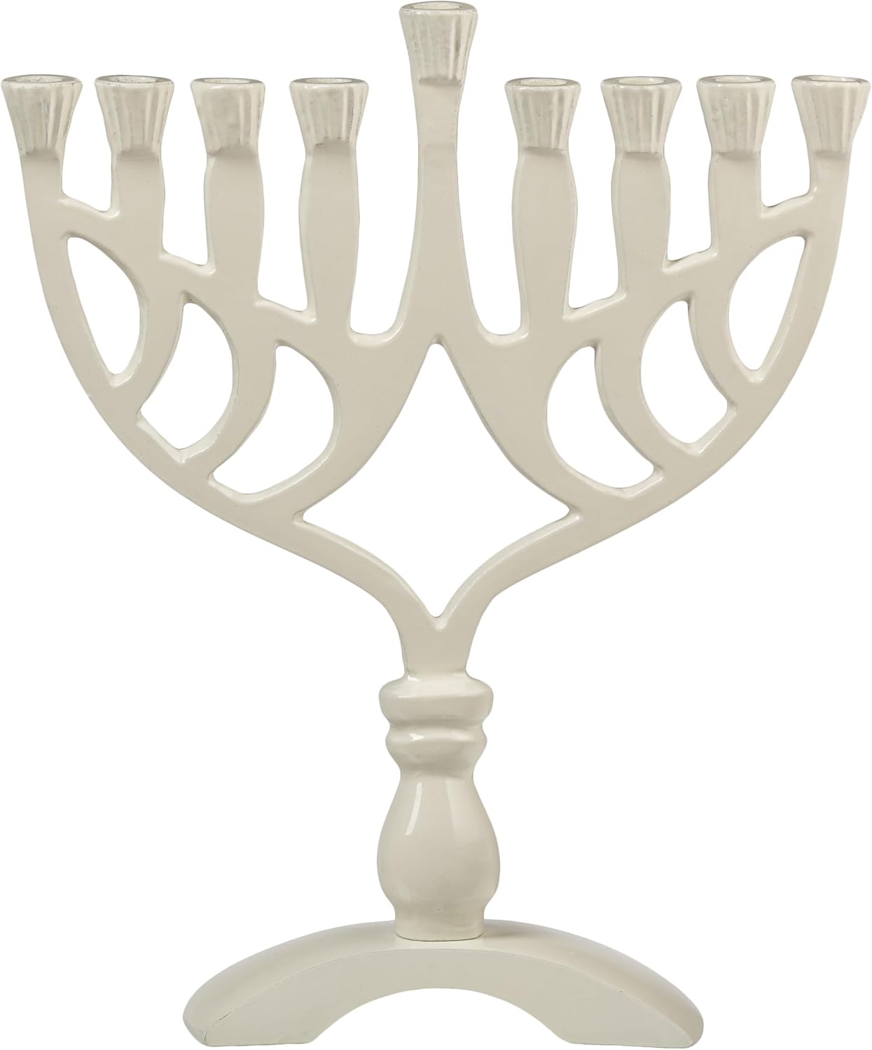 Ner Mitzvah Hanukkah Menorah, Fits All Standard Chanukah Candles, Chanukah Menorah Geometric Traditional Design, 7.5 inch High - Pink