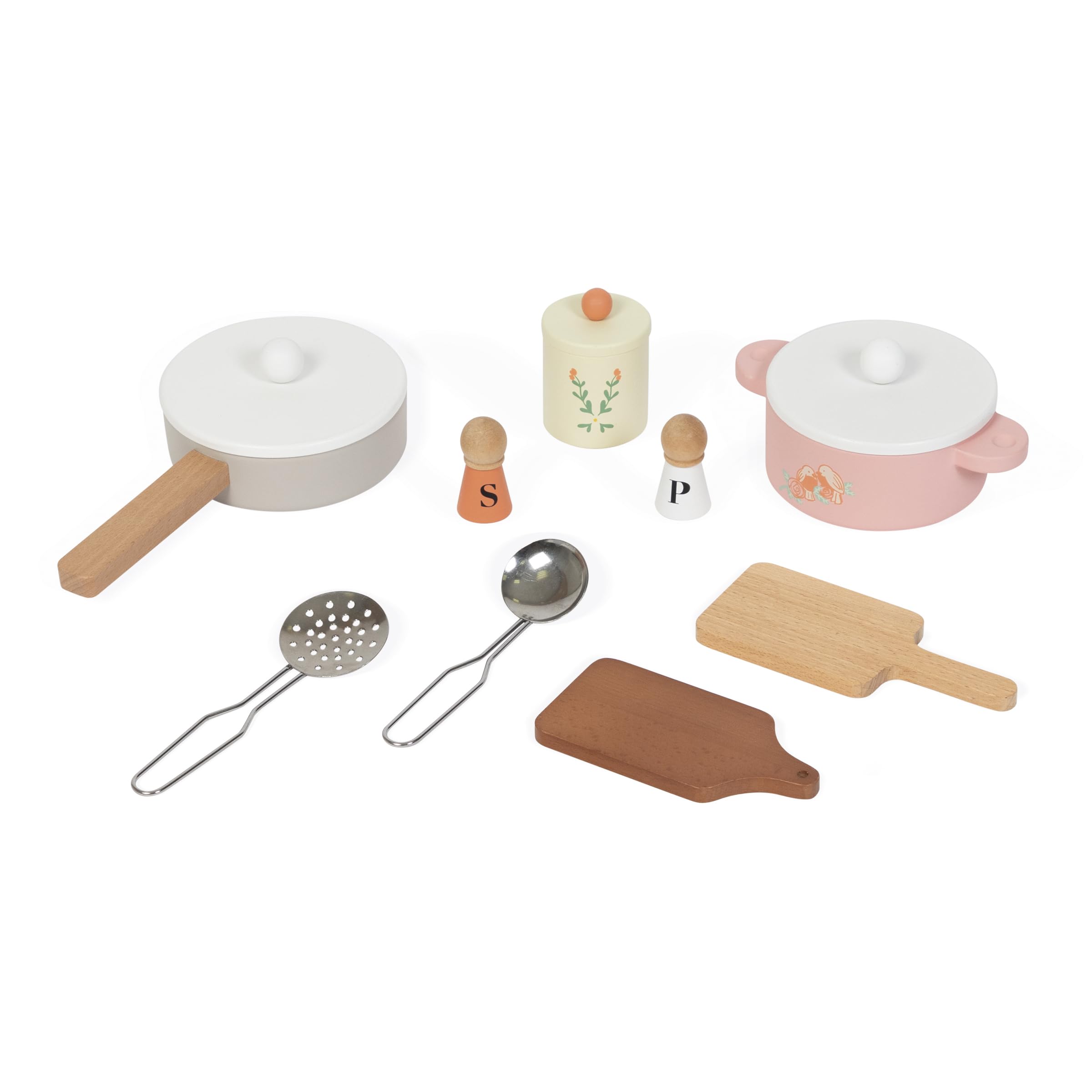 Janod - Cocinita Infantil de Madera - Minicocina Infantil - Equipada con Horno, Fregadero y 10 Accesorios Incluidos - Botones Sonoros Giratorios - Juguete de Imitación - A Partir de 2 años