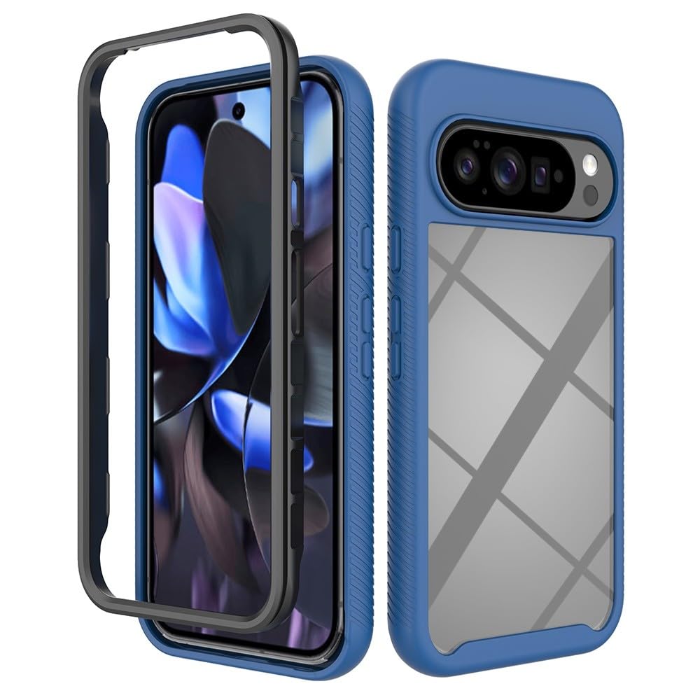Étui Google Pixel 9 Pro 5G bleu silicone rigide rabat arrière - 7