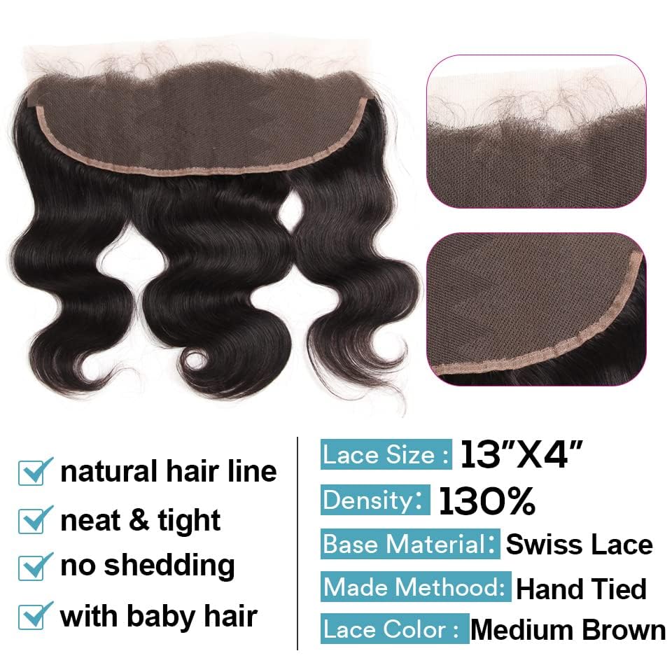 Miniatura 4 de Extensiones de cabello humano brasileño ondulado con parte frontal (22, 24, 26 + 20, parte libre), extensiones de cabello humano 100% natural, 13 x