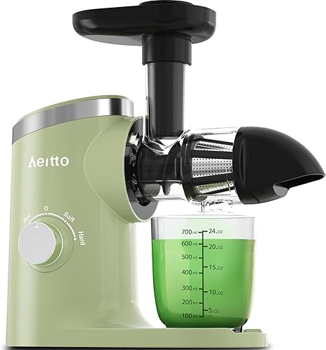 Aeitto Exprimidor de prensa en frío, máquinas exprimidor de apio, exprimidor de masticación, extractor de jugo con modos de 2 velocidades, fácil de