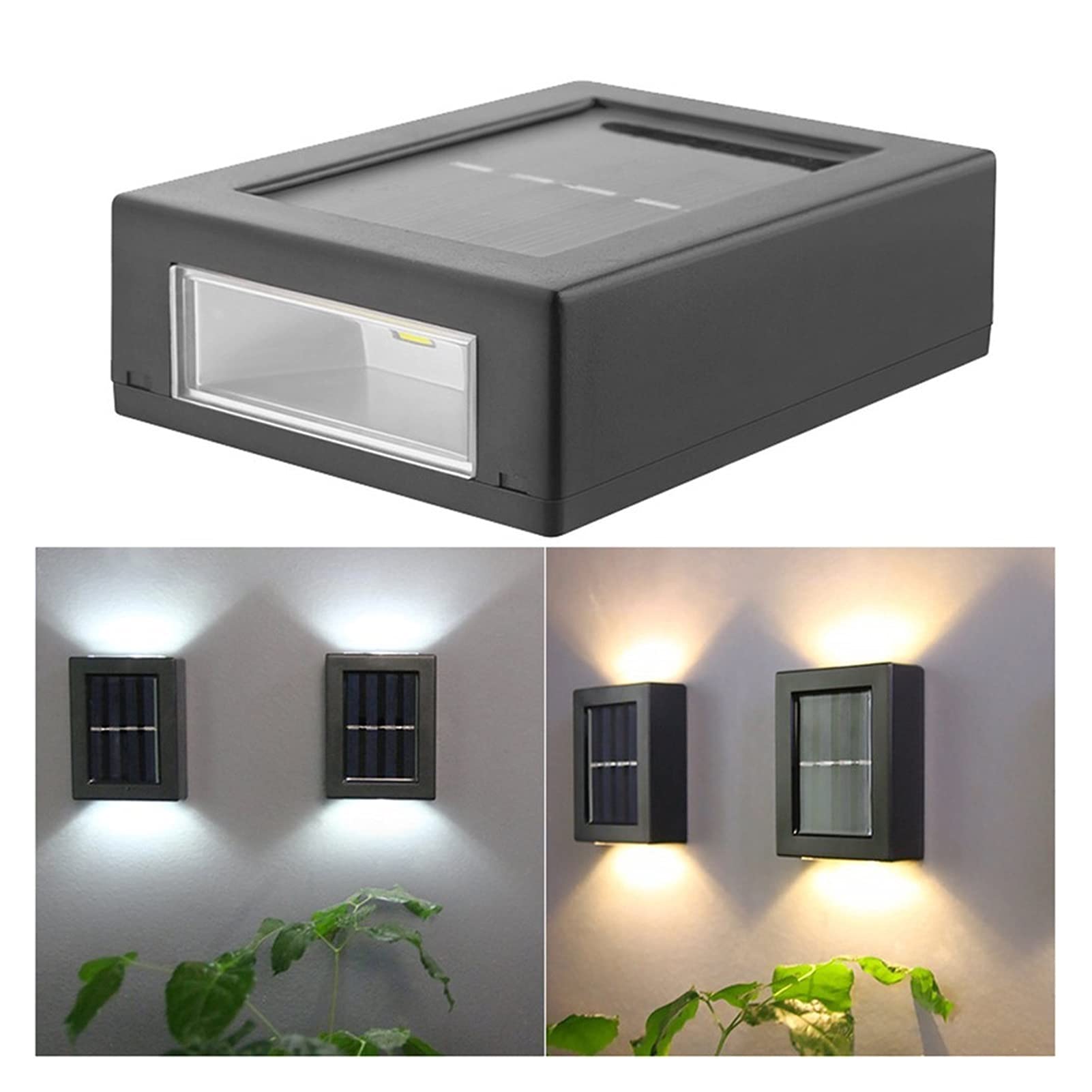 Tderloi Makeup brush 2pcs Solar LED Wall Light Waterproof 2LED Luminous Decorative Garden Wall Lamp With Lampshade (Emitting Color : 2PCS white light)