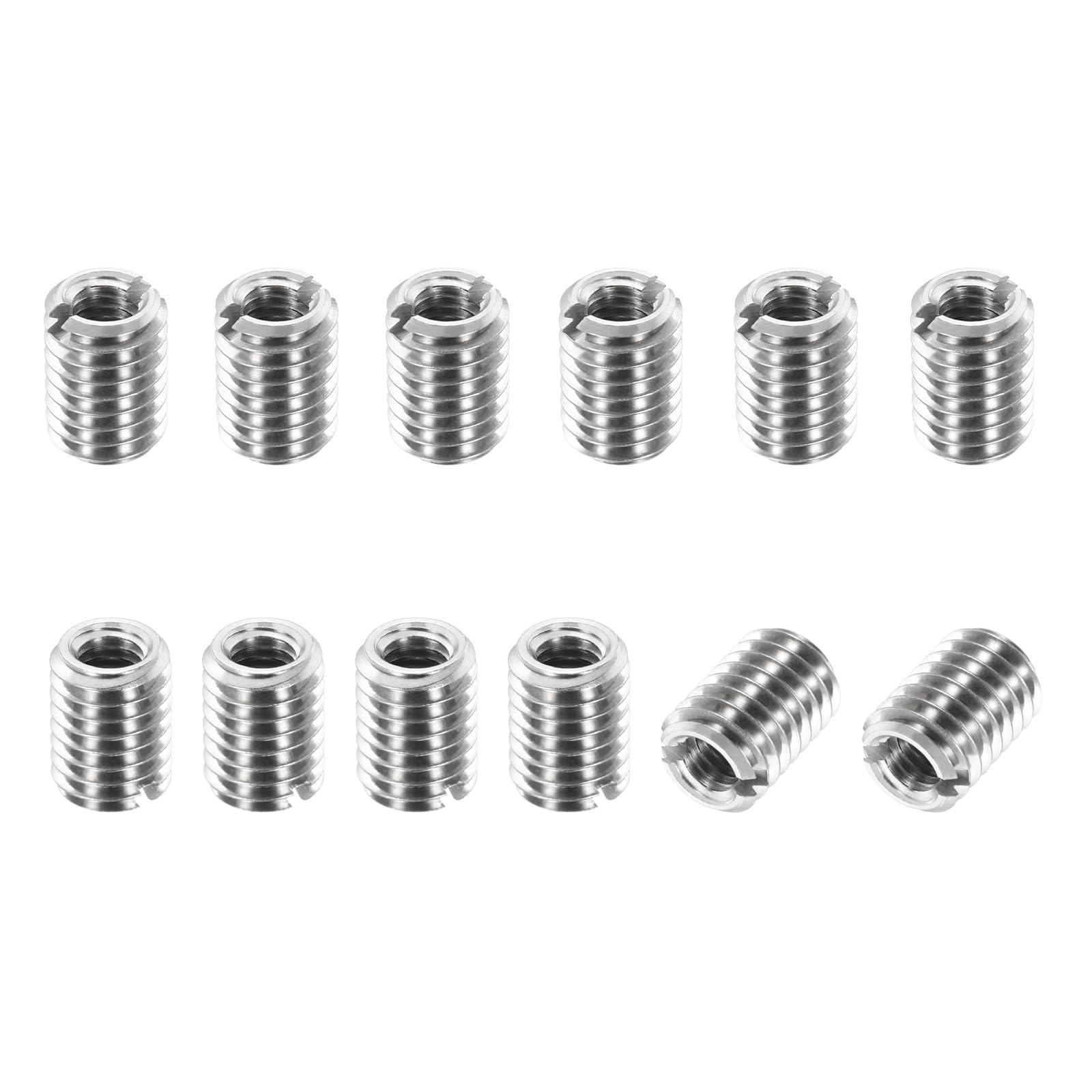 PATIKIL Thread Adapters Sleeve Reducing Nut, 12Pcs M8x1.25 Male to M5x0.8 Female Repairing Insert Nut Screw Reducer Conversion 303 Stainless Steel Fastener 10mm
