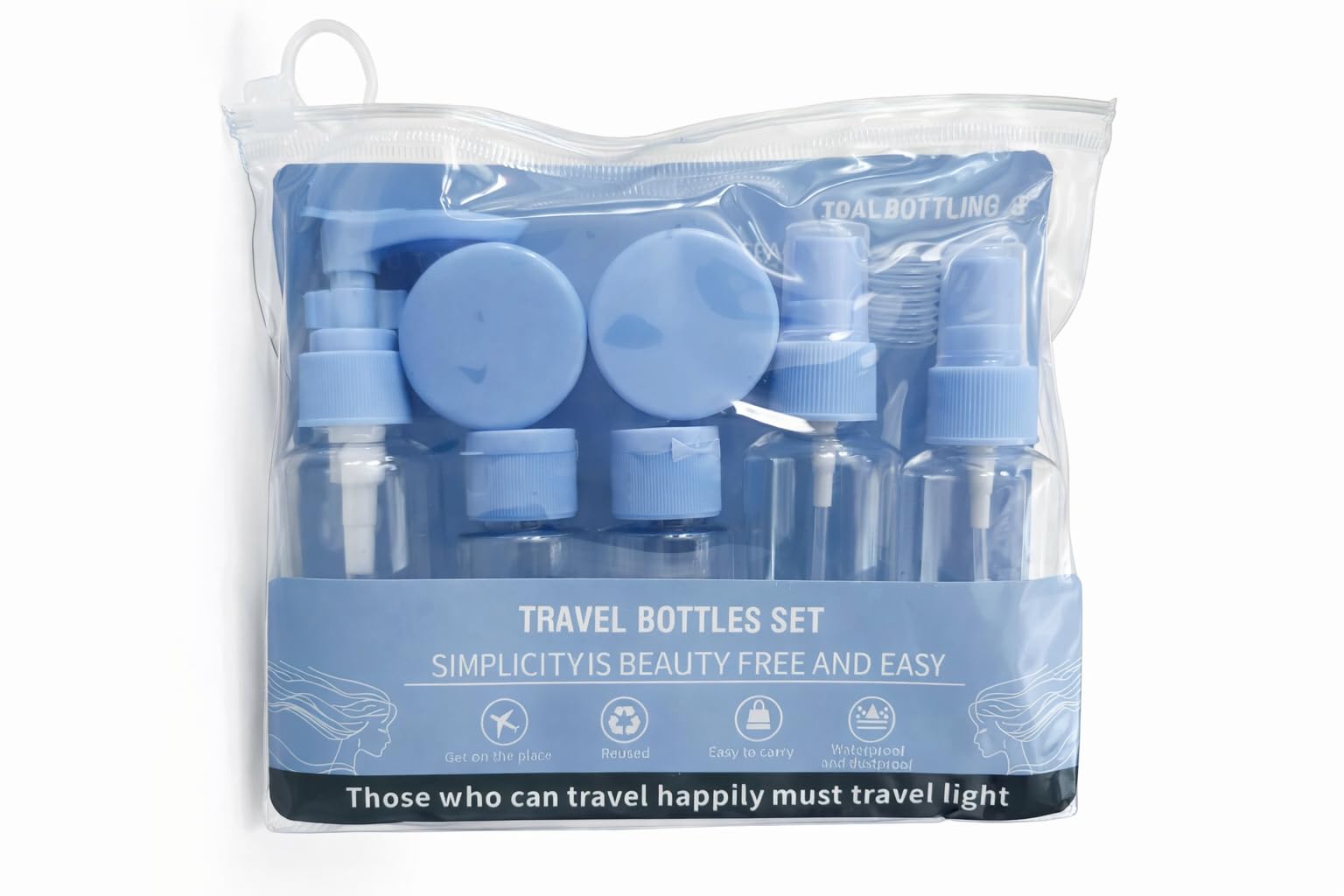 DORDOİ Seyahat Şişe Seti 7 Parça Karma Renk Sabun/Şampuan/Krem/İlaç/Kolonya Gibi İhtiyaçlarınız İçin Tasarlanmış Sağlam Plastik Set Özel Şeffaf Çantalı