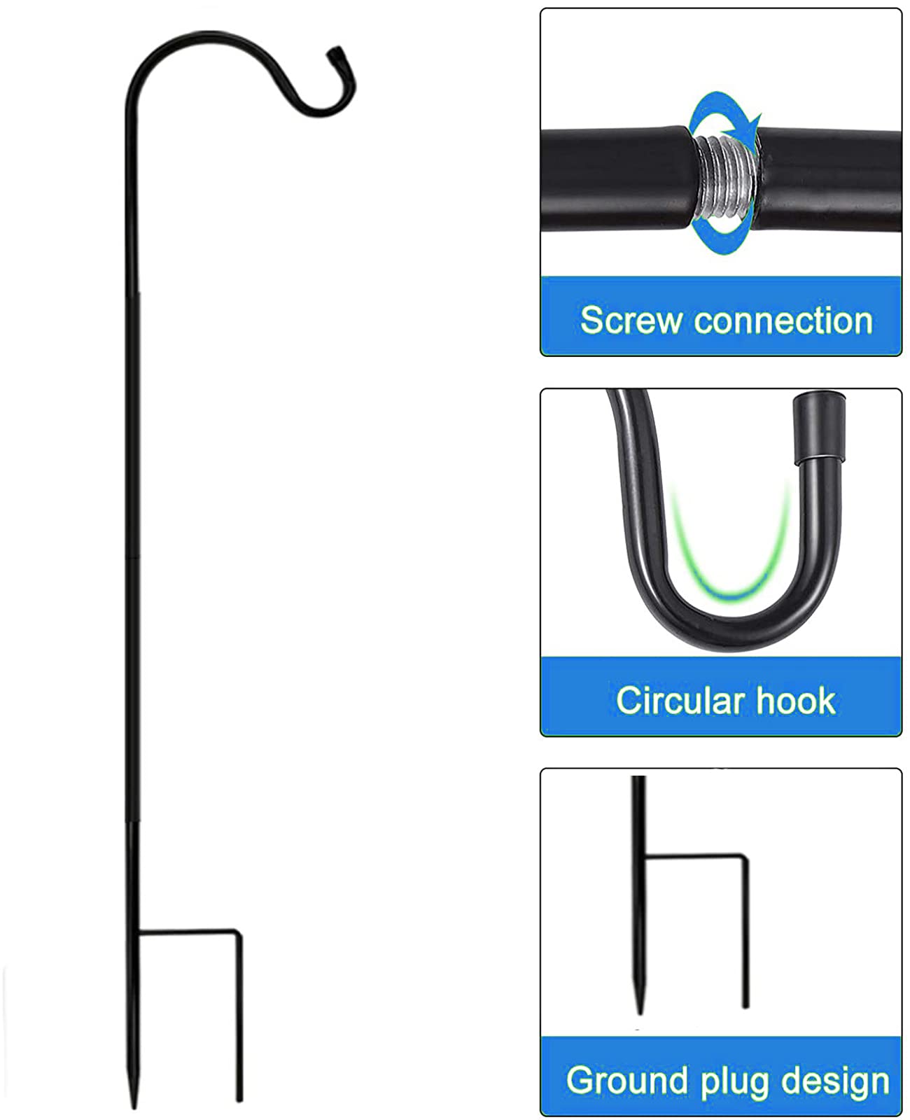 Ganci Da Pastori In Ferro 50cm - 4 Pezzi Per Luci Solari, Uccelli E Decorazioni - Foto 5