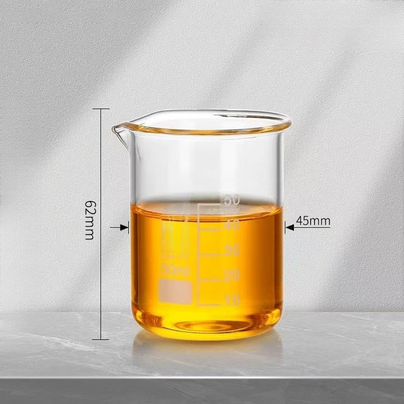 Messzylinder aus Glas, G3.3 Borosilikatglas-Becher mit niedriger Form, 10–5000 ml, dickwandiger, hitzebeständiger Messbecher(50ml)