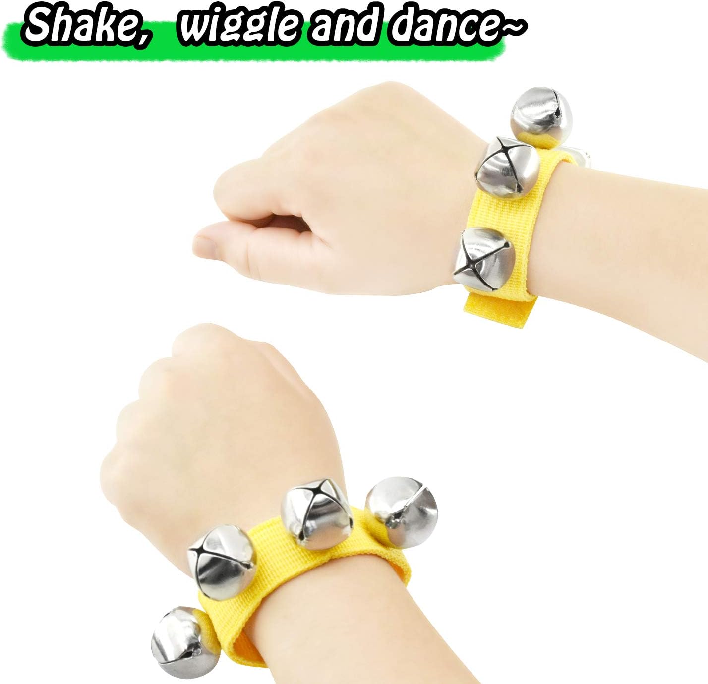 MUSICUBE Band Wrist Bells 6 Pairs 12 Pcs Hand Percussion Jingle Bells Ankles Bells Kids Musical Rhythm Instrument for Classroom or Party Supplies (6 Colors Included) : Musical Instruments