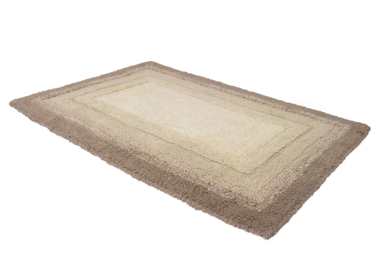 BIANCHERIAWEB Tappeto Bagno Rettangolare in Spugna Morbida Antiscivolo Degradè Naturale 55x110 Naturale