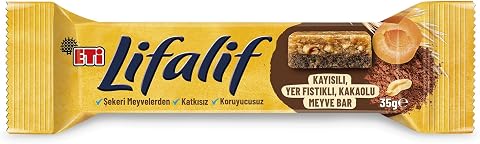 Eti Lifalif Kayısılı, Yer Fıstıklı, Kakaolu Meyve Bar 35 g x 16 Adet