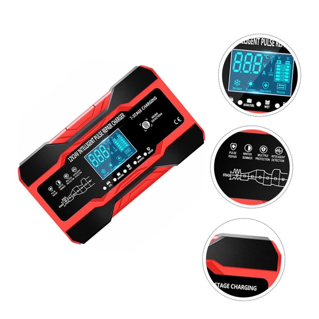 Chargeur de Batterie Intelligent Puissance 180w 12v 24v et Matériaux Abs Cuivre Caoutchouc Protection Multiple pour Voiture et Moto Usage Extérieur