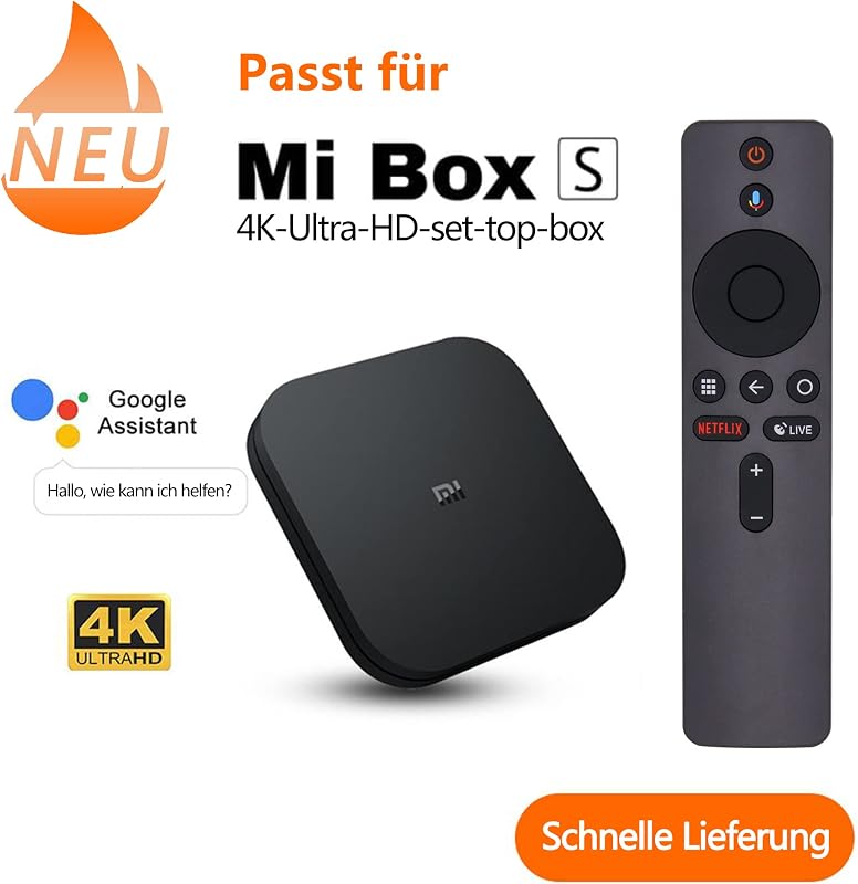 FOXRMT Bluetooth Távirányító Xiaomi Box-hoz - Hangvezérléssel, Netflix Gombbal - Mi Box S/TV Stick/4S 4K Kompatibilis - Fekete
