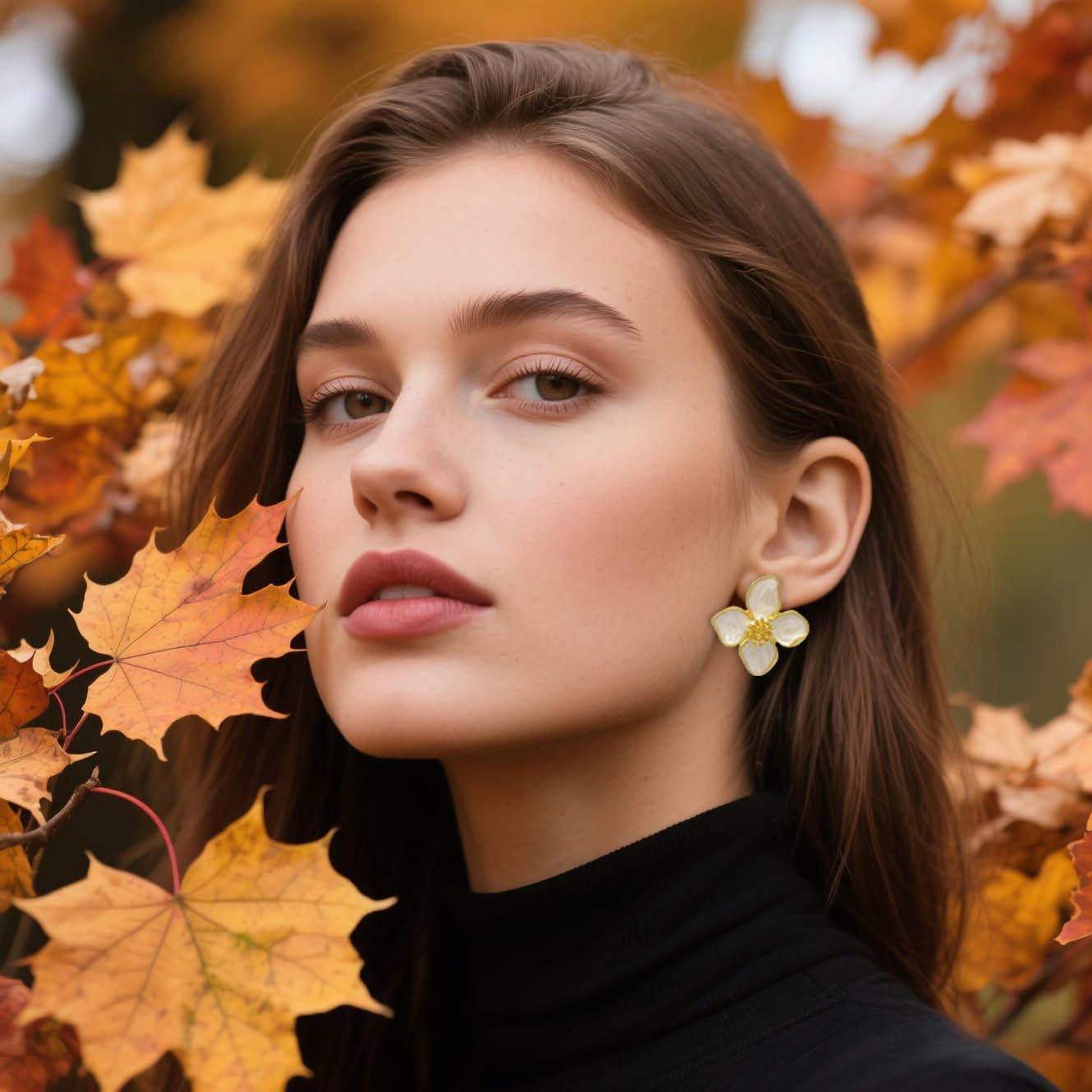 Flower Earrings for Women Large Floral Statement Stud Earrings Chunky Gold Daisy Flower Drop Earring White Green Pink Spring Fancy Trendy Jewelry Accessories - Image 5