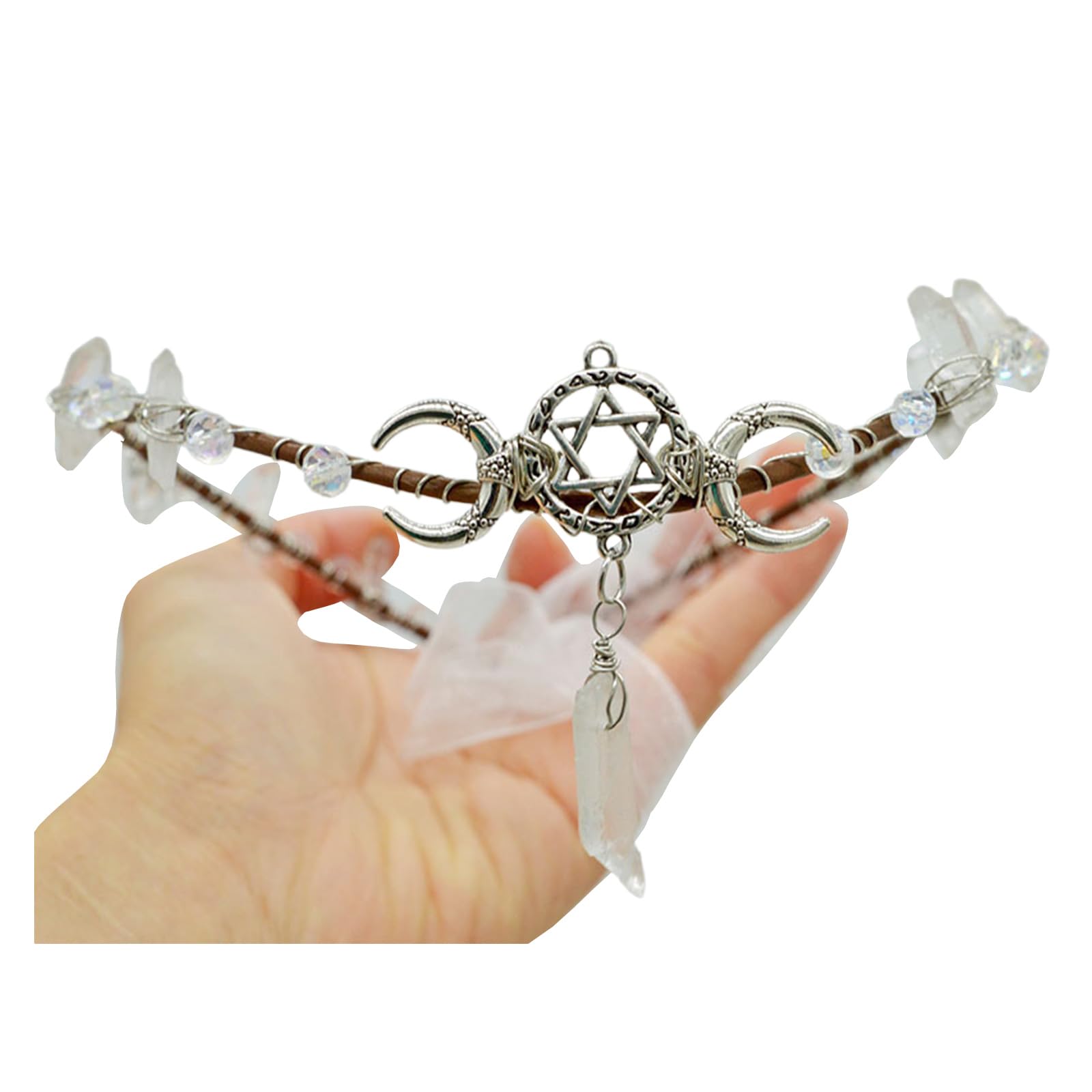 Fentency Elegant Crystal Witch Party Charm Hair Hoop Halloween Crystal Role Play Costume Proms Party Live Show Headwear