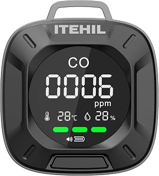 Portable Carbon Monoxide Detector, Mini 3-in-1 CO Detector for Travel & Camping, Camping Carbon Monoxide Detector for RV Car