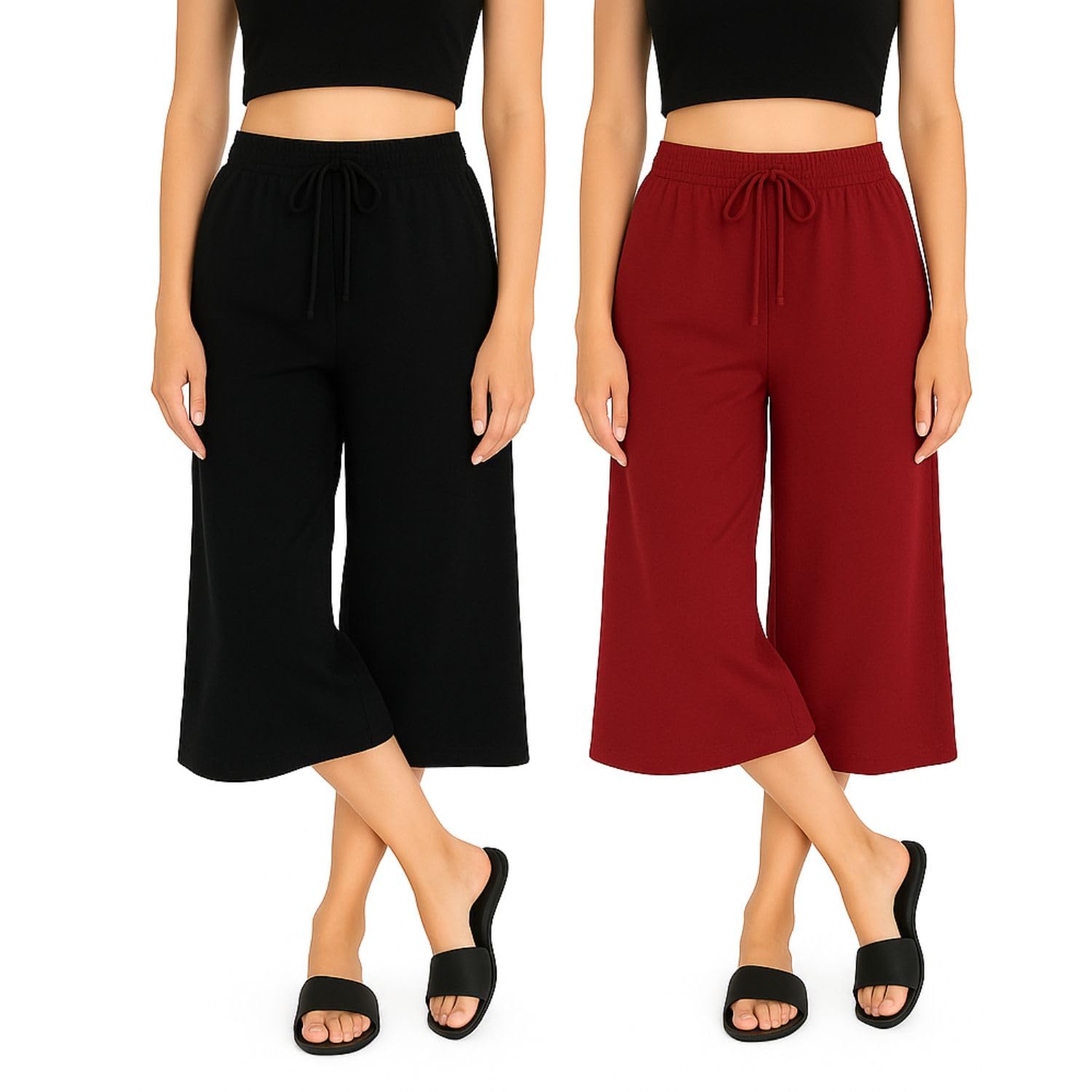 Women's 3/4th Capri, Cotton Capri With Loosefit For Womens 2Pack-picture-52