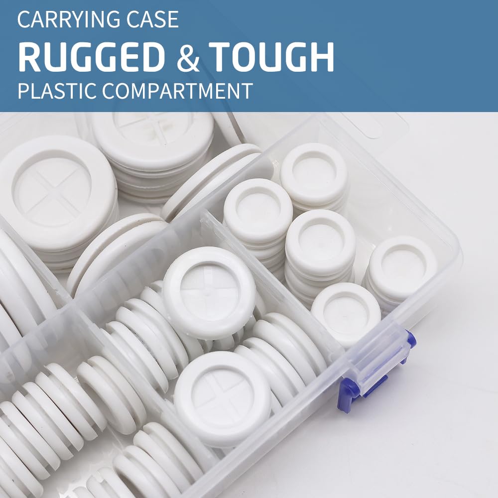 vrupin Kit Surtido de 66 Ojales de Goma, Tapones para Agujeros de cortafuegos, protección de Cables, 6 tamaños 1-13/16 1-1/2 1 7/8 5/8 3/16