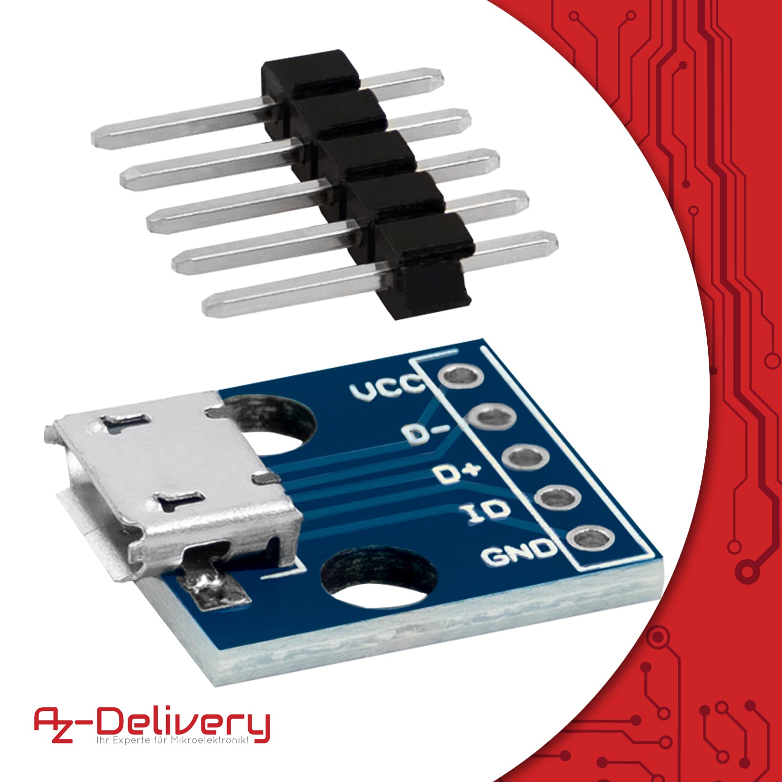 AZDelivery 10 Connecteurs Micro USB – Module D'alimentation 5V Pour Breadboard, Compatible Arduino
