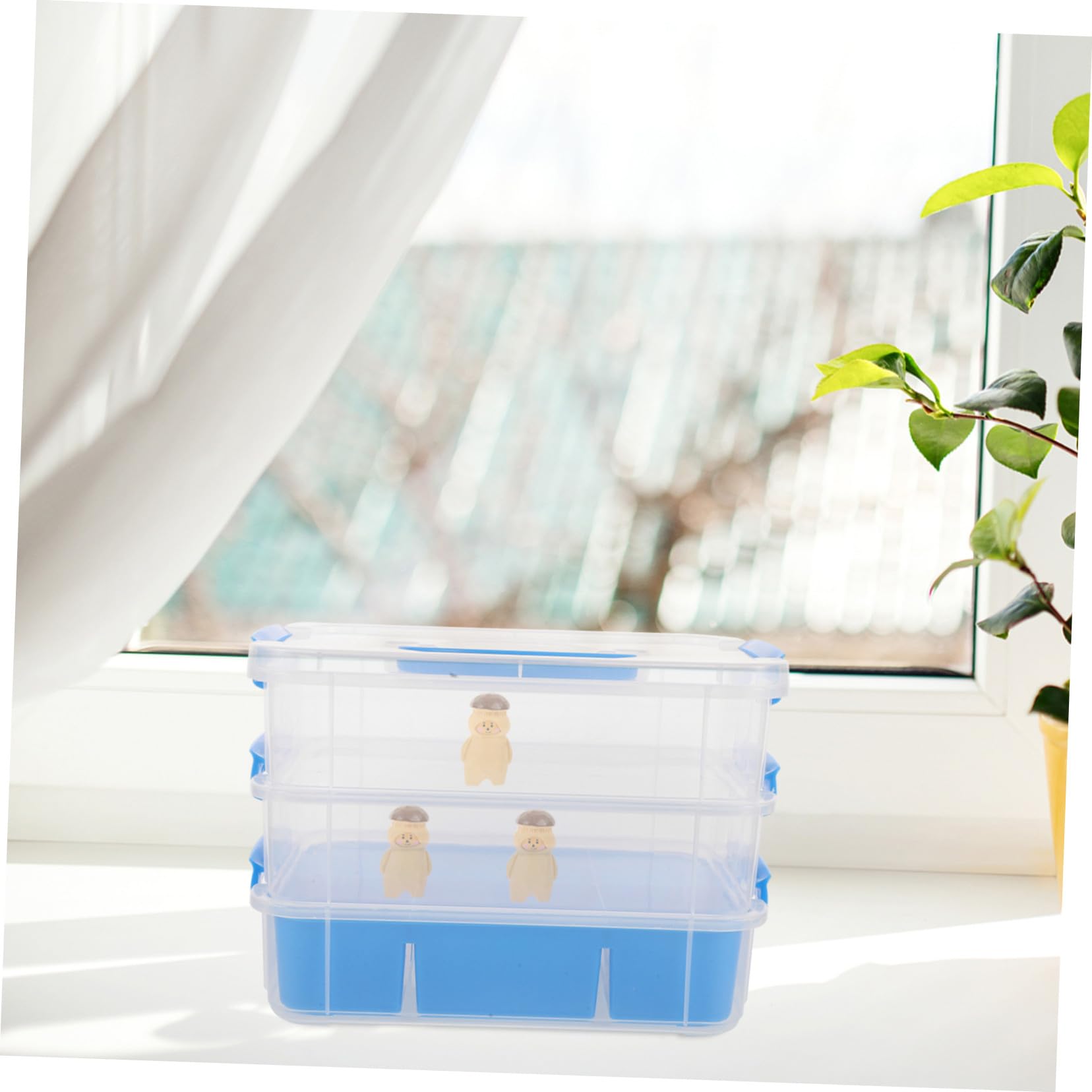 TOPBATHY Stapelbare Aufbewahrungsbox mit Fächern Transparenter Kunststoff Organizer für Kleinteile Bastelbedarf und Büro Vielseitig Nutzbar für Schule und Zuhause Robuste Sortierbox