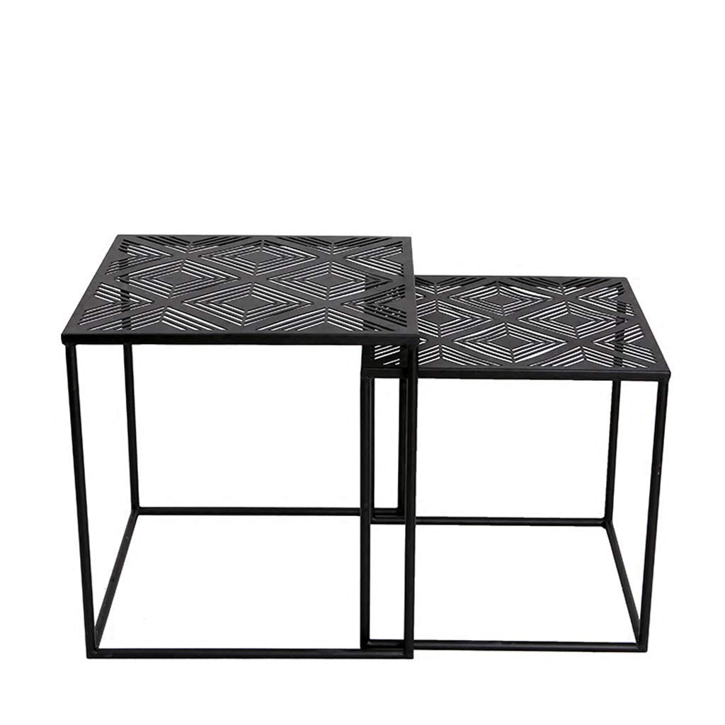 Table d'appoint de canapé scandinave et lot de 2 tables basses rondes en métal noir