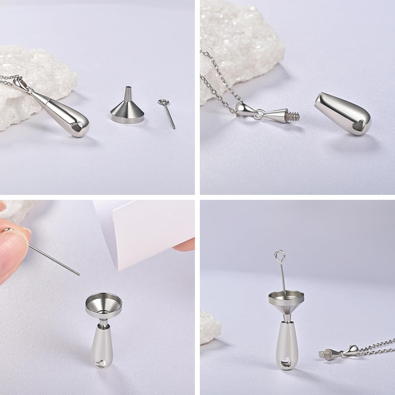 925 Sterling Silver Urn Pendant Necklace Teardrop Cremation Jewelry for Ashes Memorial Keepsake for Women - Image 3