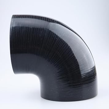 AC Performance ID 5" 127mm 90 Degree Elbow Coupler, Automotive Pure Silicone Hose 4-Ply Reinforced Black, 4.72" 120mm Length