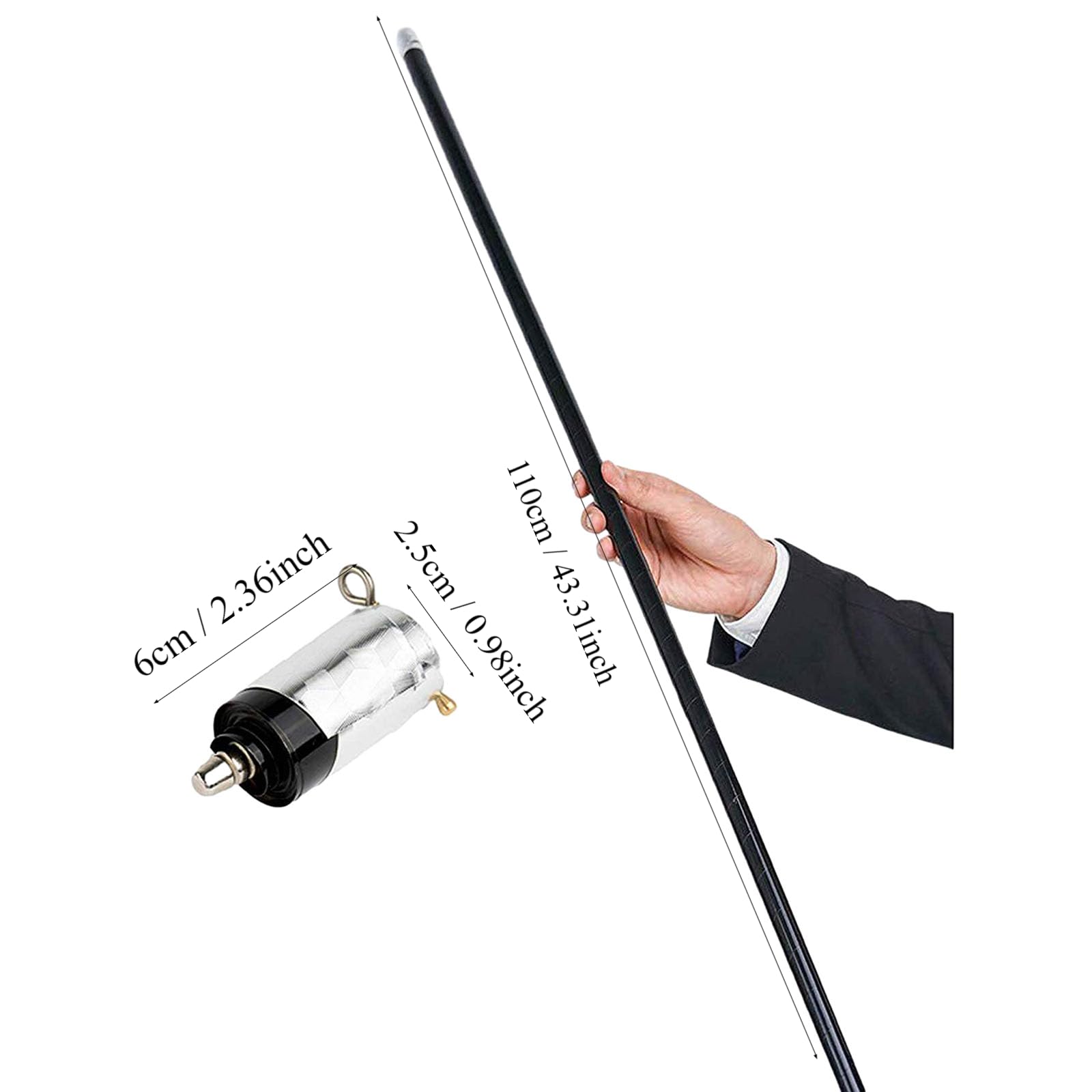 sumrica Magic Pocket Staff for Professional Magician Stage Portable,Pocket Arts Staff Magic Tricks Accessories (110-130CM Black)