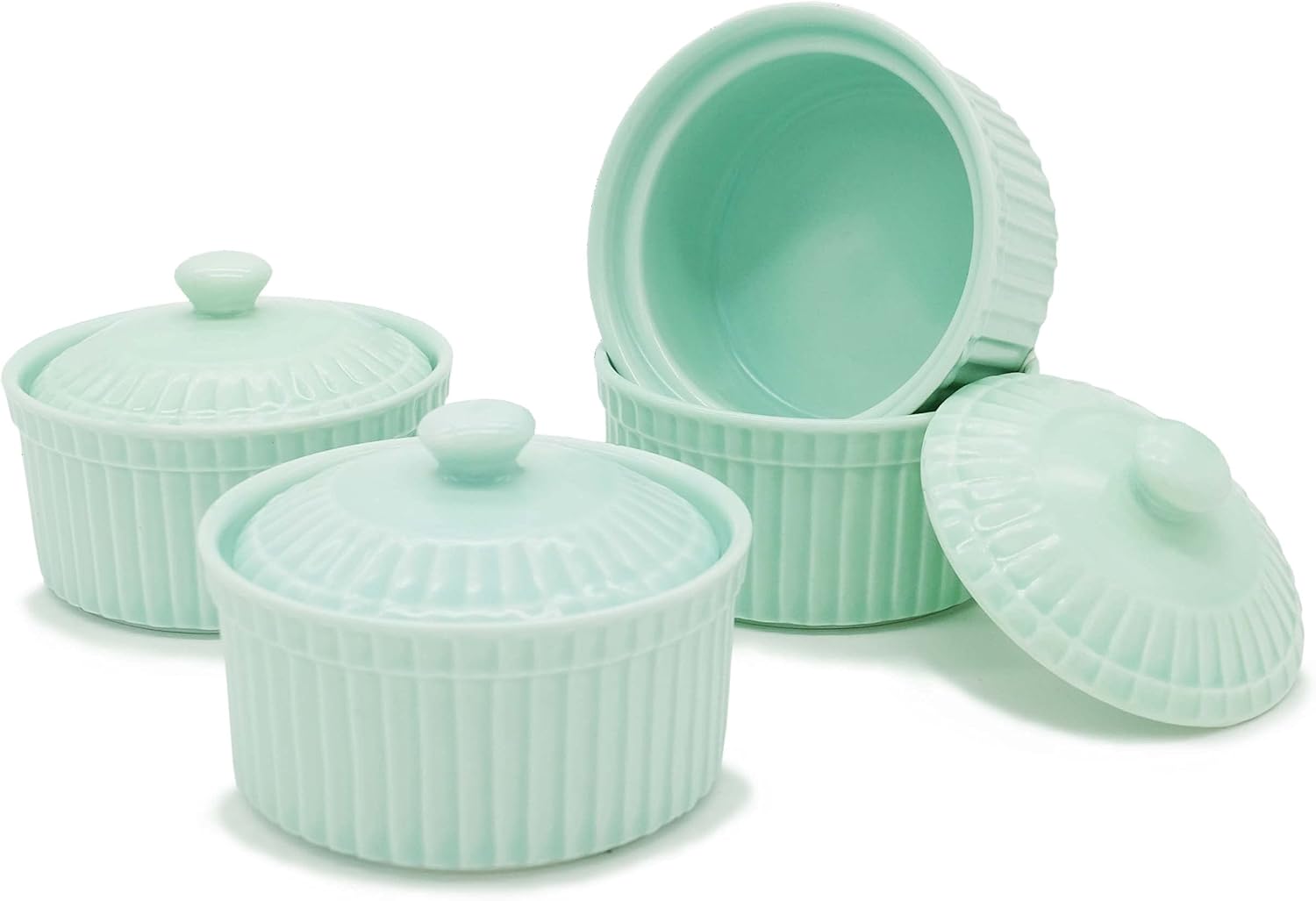 BETWEEN ISLANDS Ramekins with Lids 4 oz Oven Safe, Ramekins