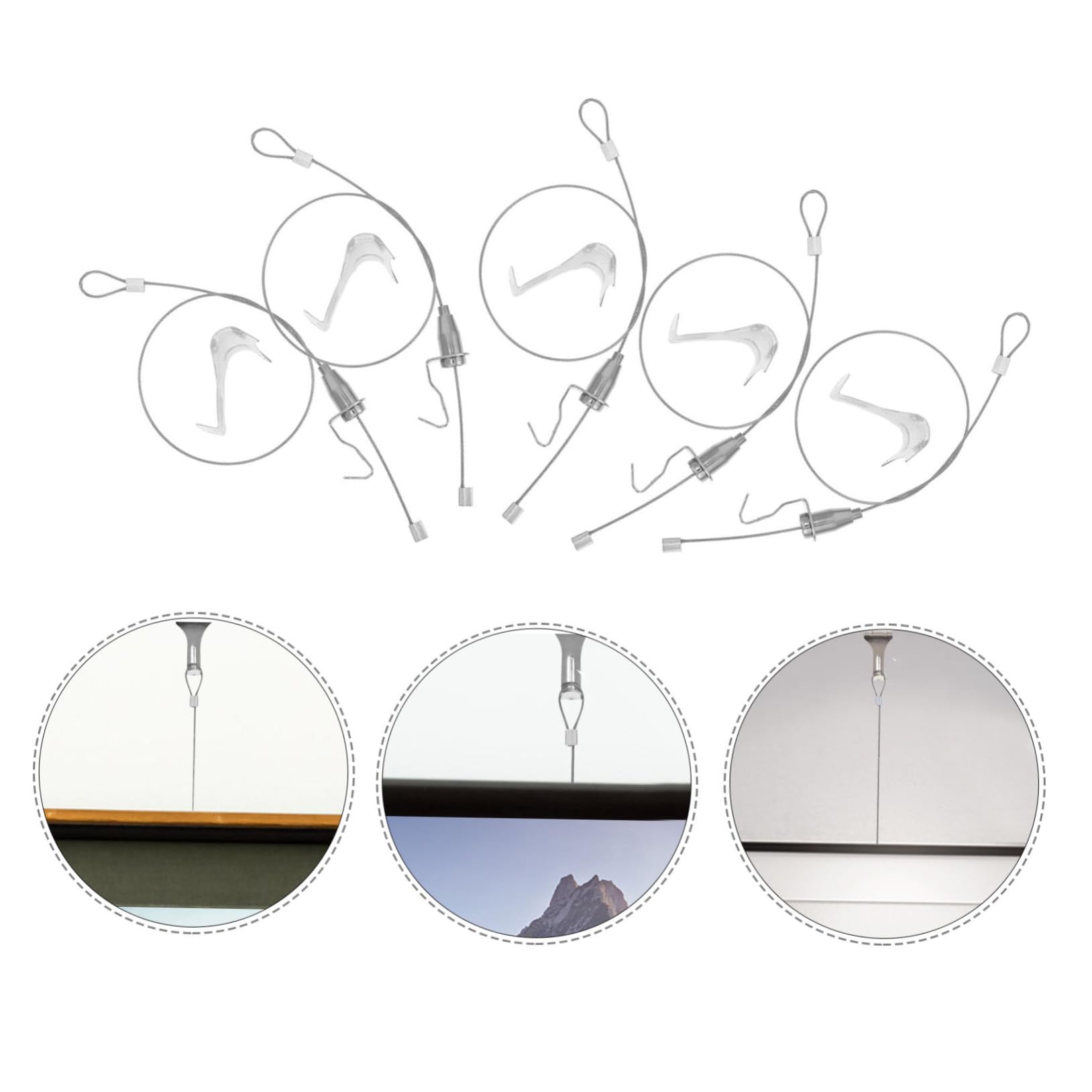 10juegos Ganchos Para Rieles De Cuadros Cable De Acero Ajustable Sistema Para Colgar Cuadros Gancho Regulable Kit Para Colgar Marcos De Fotos Adecuado Para Galerías y Exposiciones