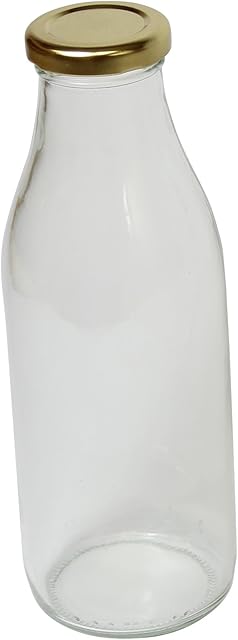 Clear Retro Glass Milk Bottle (Gold Lid Included) 500ml