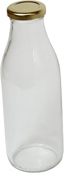 Clear Retro Glass Milk Bottle Gold Lid Included 500ml