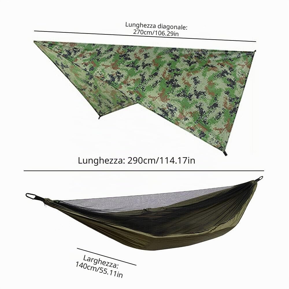 Amaca per 2 persone ultra luminosa traspirante da campeggio con zanzariera telo per tenda e esterni in nylon 200 kg per trekking viaggi spiaggia giardino