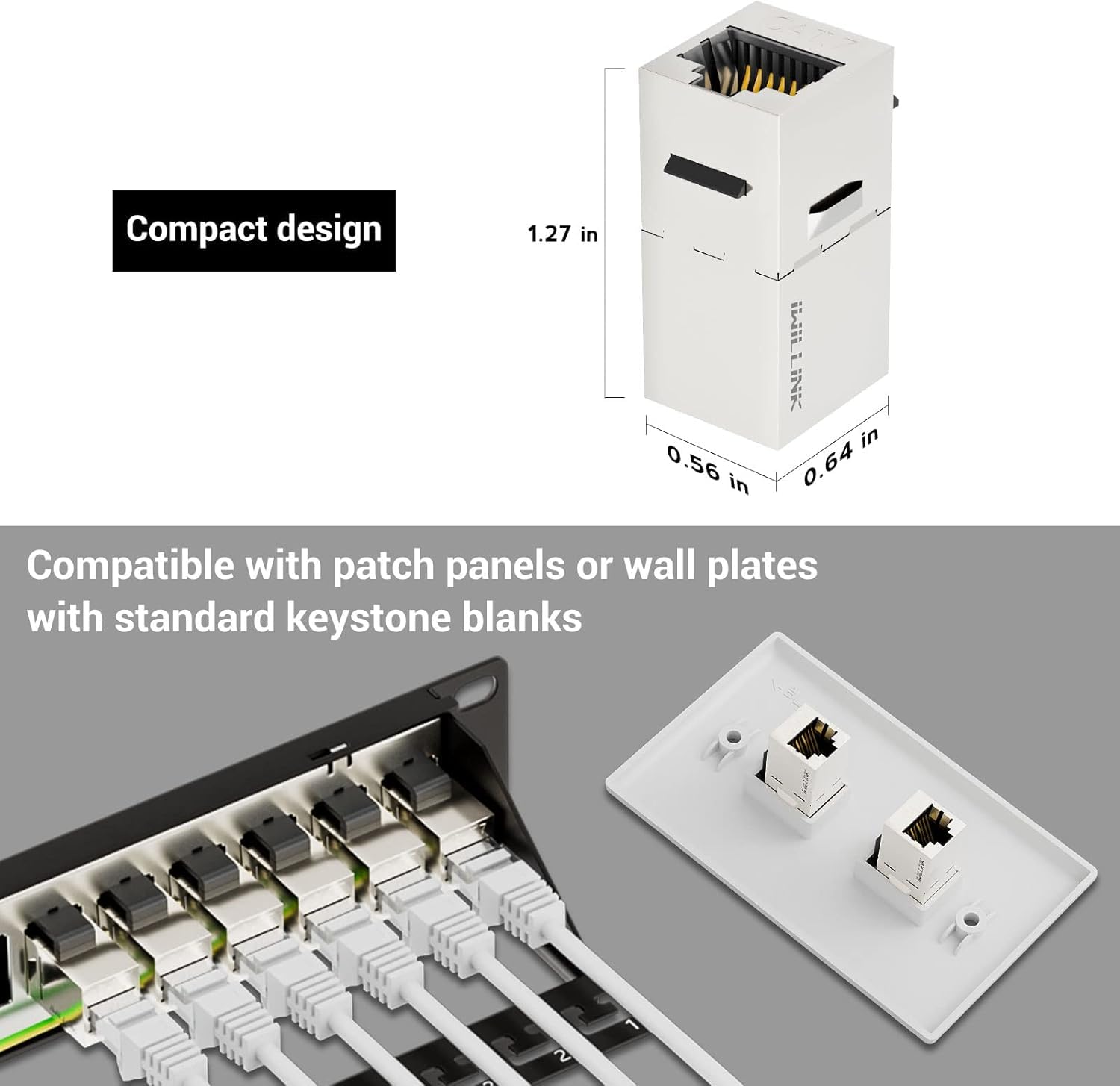 iwillink Lot de 25 coupleurs blindés RJ45 Keystone 10 Gbit/s CAT7 | Coupleur Ethernet, prise Keystone femelle vers femelle, insert STP Keystone pour câble Cat7/Cat6a/Cat6/Cat5e
