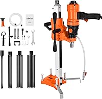 VEVOR 1800W Diamond Core Drill Machine - 8 Inch Wet/Dry 2-Speed (1075/2300 RPM) Handheld/Stand-Mount Rig w/4 Bits for Concrete Brick Stone