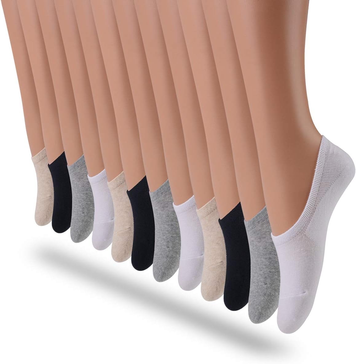 LAISOR Cotton No Show Sock Women’s invisible Non Slip Flat Boat Liner Socks (Pack of 3-12)