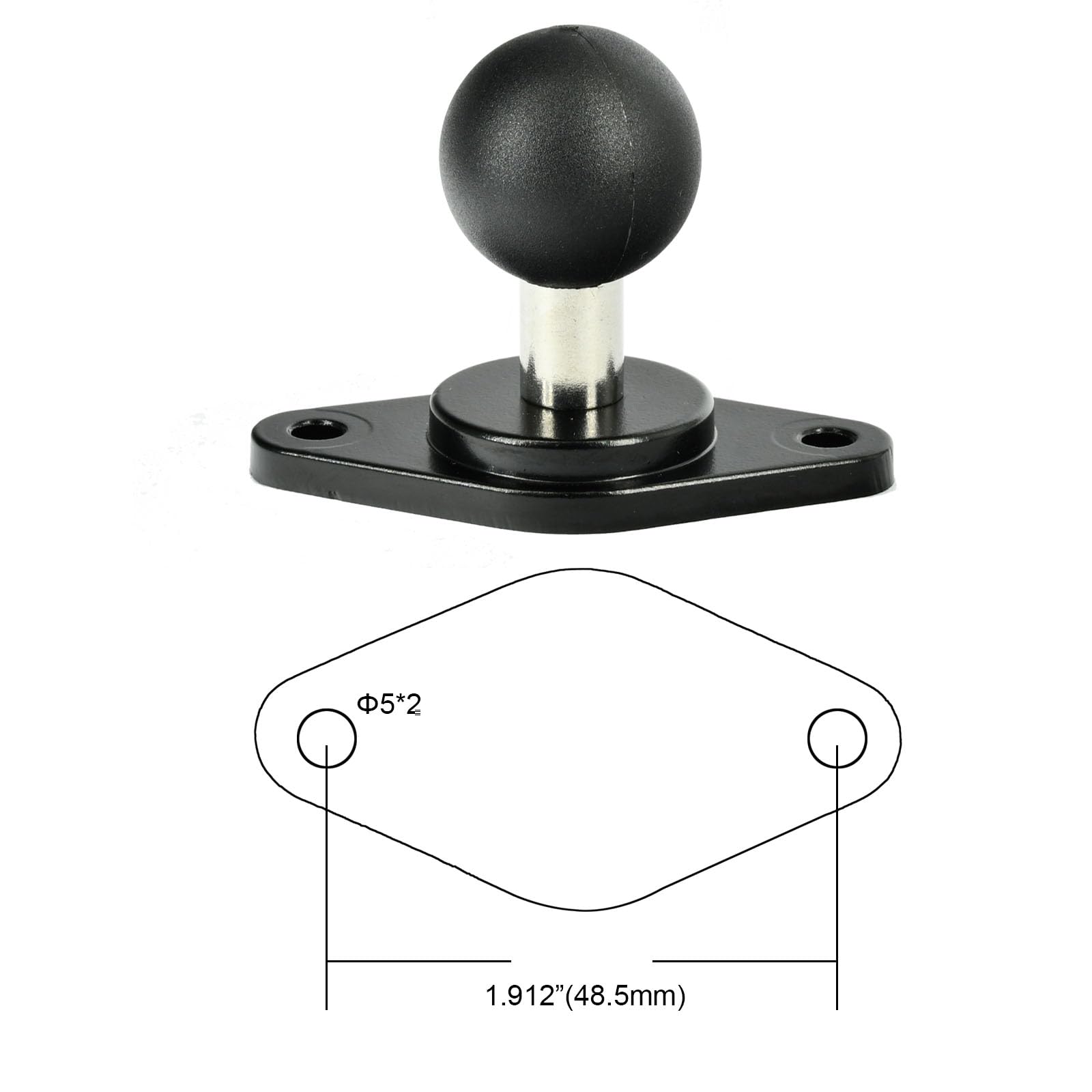 VAUBORTTI Soporte de aluminio con base de bola de diamante y placa redonda estándar de la industria, patrón de agujero AMPS de 1 pulgada, soporte de bola compatible con RAM tamaño B