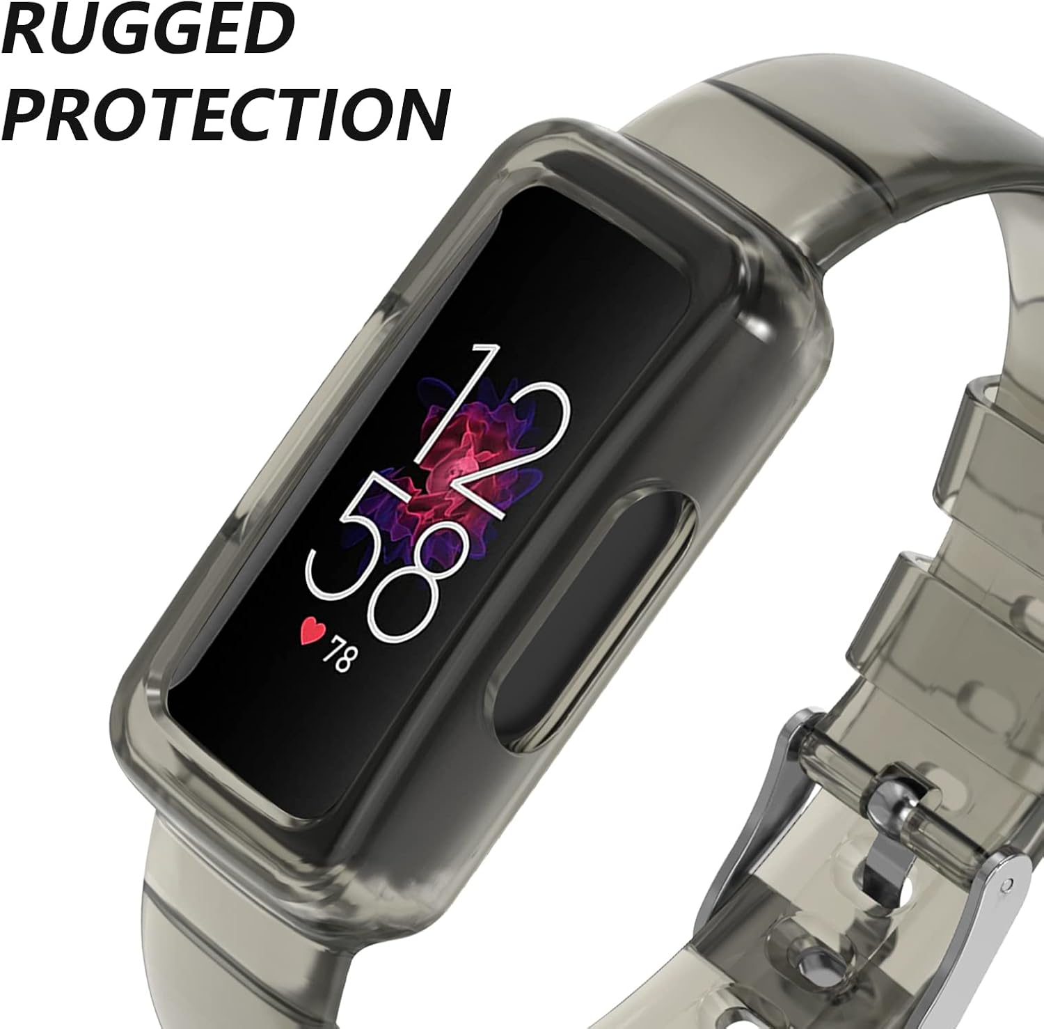 Watch Band Compatible with Fitbit Inspire 2 for Women Men, Clear Wristband with Built-in Protective Case Replacement for Fitbit Inspire/Inspire HR/Ace 2/Ace3 image 4