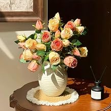 Ceramic Vase, 6-inch Small White Farmhouse Vase for Rustic Home Decor, Modern Cloud Texture Decorative Pitcher Vase for Living Room, Shelf, Mantle, Table Centerpiece,Flower Vase 6-inch dual speakers
